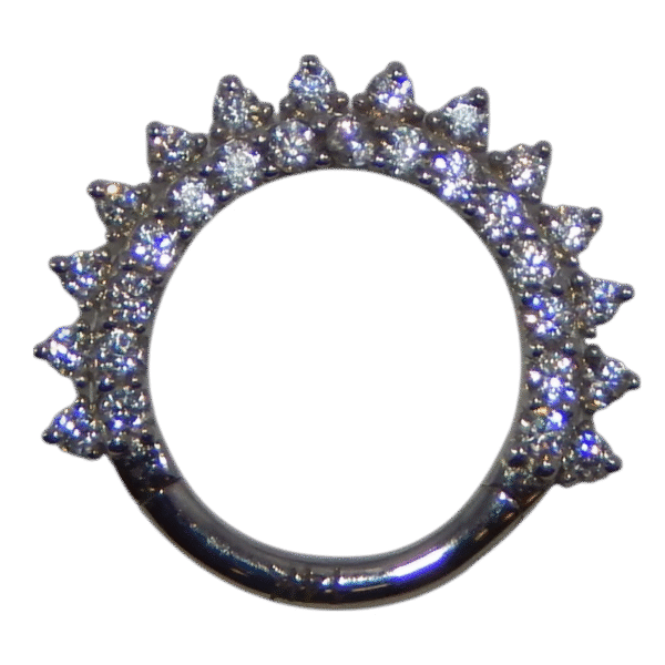 14 Karat Gold Hinged Hoop Silver Studded 16G 5/16th