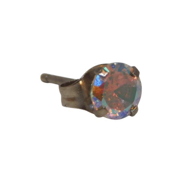Pink and White Gem 20G Earring Studs Implant Grade Surgical Steel